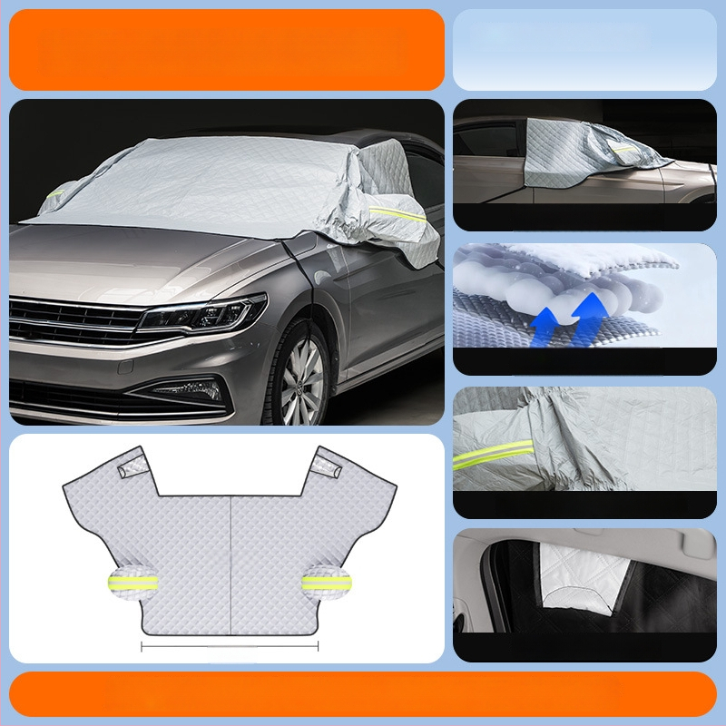 Priekinio stiklo sniego uždanga automobiliui - PE medžiaga, įmontuotas montavimas, universalus suderinamumas, žieminis dangtis