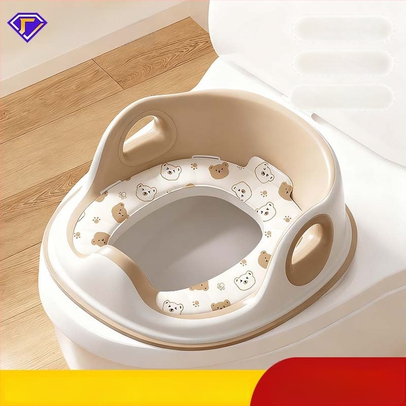 Vaikų klozeto sėdynė su rankenėlėmis, standartiniam klozetui, PP medžiaga, tinka amžiaus grupėms 0–6 mėn, 6–12 mėn, 1–3 m, 3–6 m