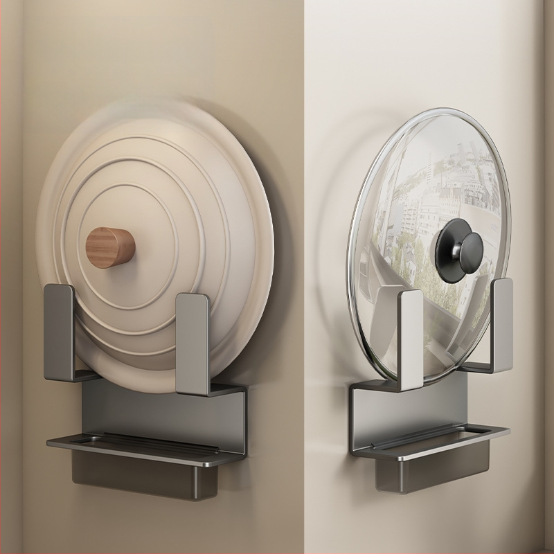 Sieninis virtuvės laikiklis dangteliams ir pjaustymo lentoms, be gręžimo, anglies plienas, Daugiafunkcinis, Sienai skirtas montavimui