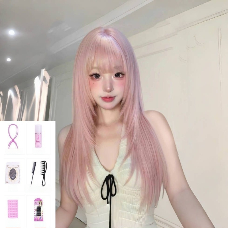 Parochňa – Dlhé rovné vlasy s ofinou, vlákna s vysokou teplotou, mechanická technológia výroby, nie je farbená ani chemicky upravená