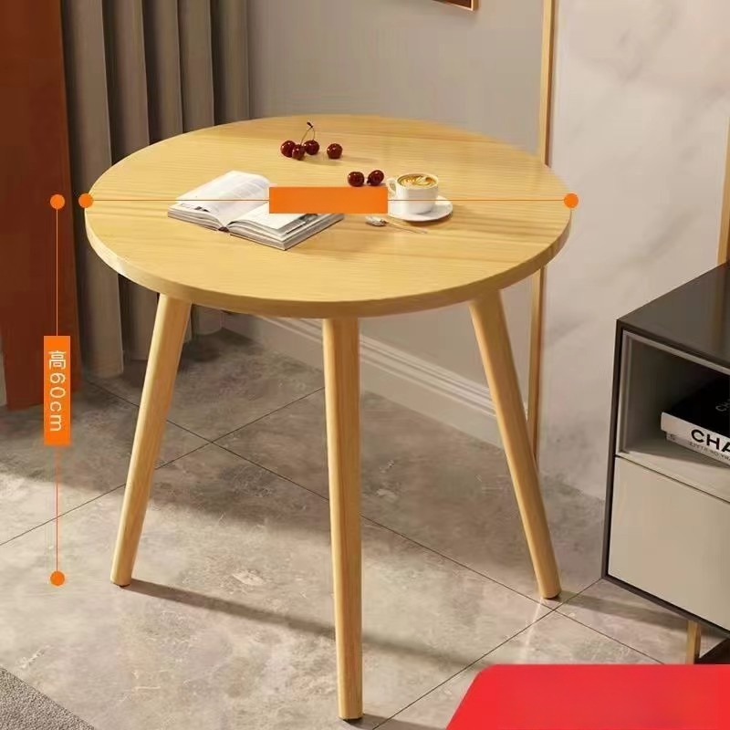 Apvalus kavos staliukas namų naudojimui, modelis 020, lengvas prabangos stilius, sulankstomas, medinis rėmas ir viršus iš tankios plokštės