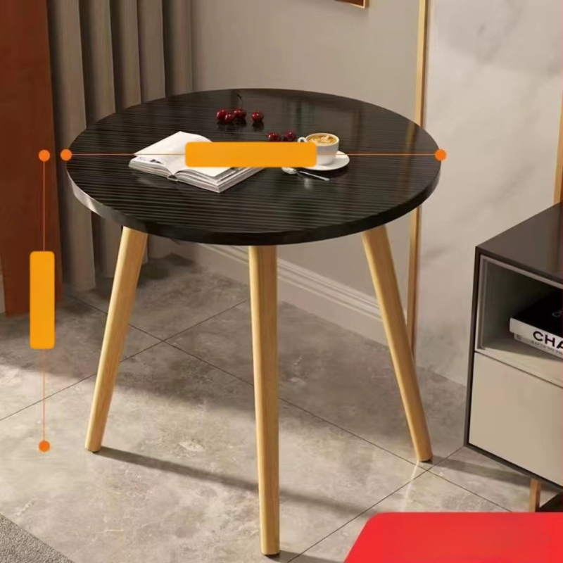Apvalus kavos staliukas namų naudojimui, modelis 020, lengvas prabangos stilius, sulankstomas, medinis rėmas ir viršus iš tankios plokštės