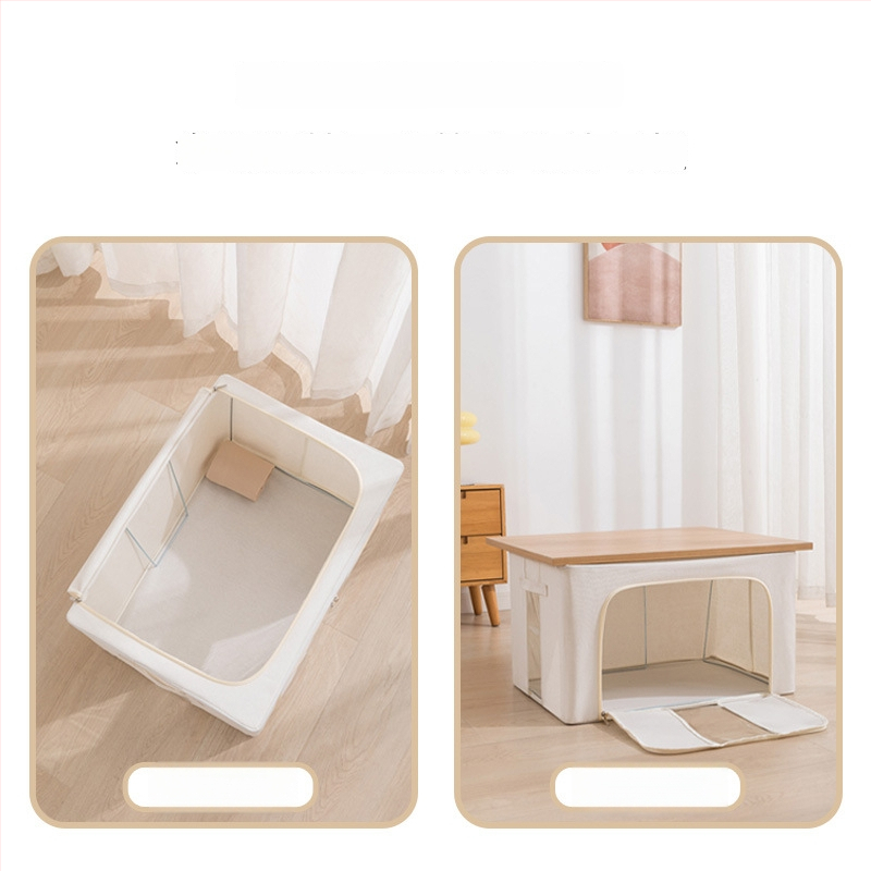 Hoiukast puuvillase-linase kangaga, raudraamiga ja PE veekindla kattega; kokkupandav, kaasaskantav, tolmukindel, maht 85 L