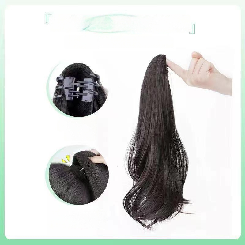 Klipsiga parukas sabaga Baiyao bränd, Grip mudel – veidi lokkis pikk sabaparukas, kõrge temperatuuriga kiud, töötlemise mehhanism