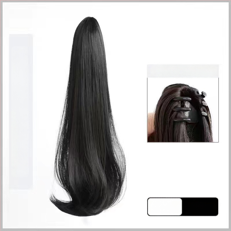 Klipsiga parukas sabaga Baiyao bränd, Grip mudel – veidi lokkis pikk sabaparukas, kõrge temperatuuriga kiud, töötlemise mehhanism