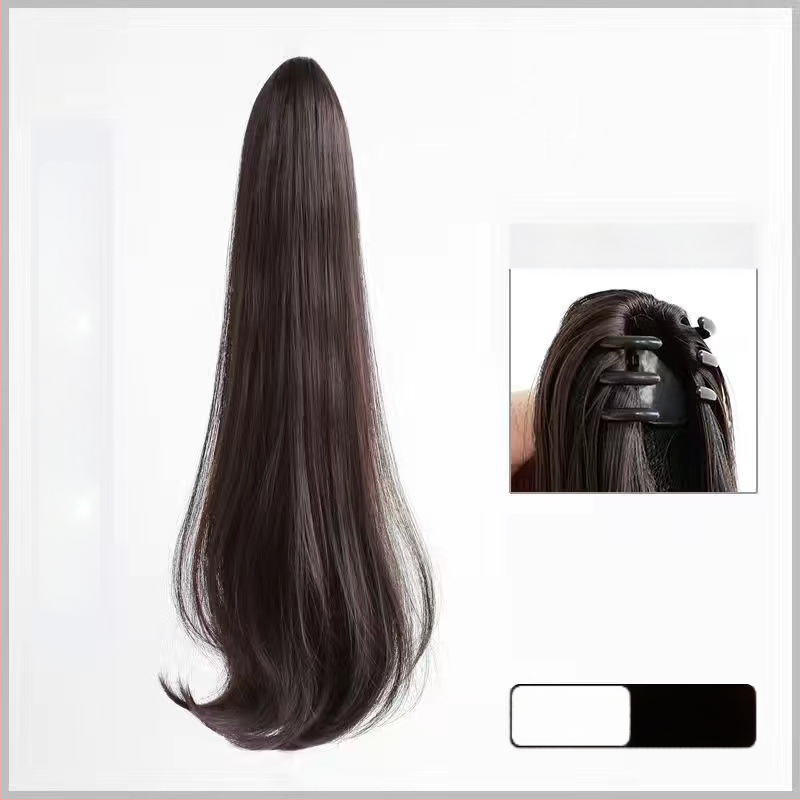 Klipsiga parukas sabaga Baiyao bränd, Grip mudel – veidi lokkis pikk sabaparukas, kõrge temperatuuriga kiud, töötlemise mehhanism