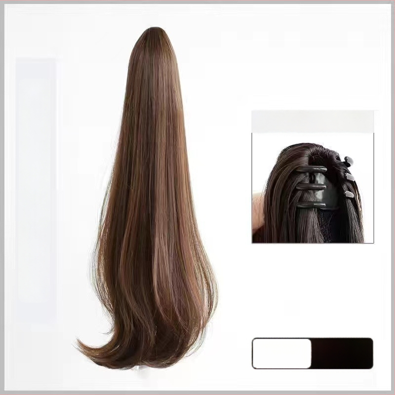 Klipsiga parukas sabaga Baiyao bränd, Grip mudel – veidi lokkis pikk sabaparukas, kõrge temperatuuriga kiud, töötlemise mehhanism