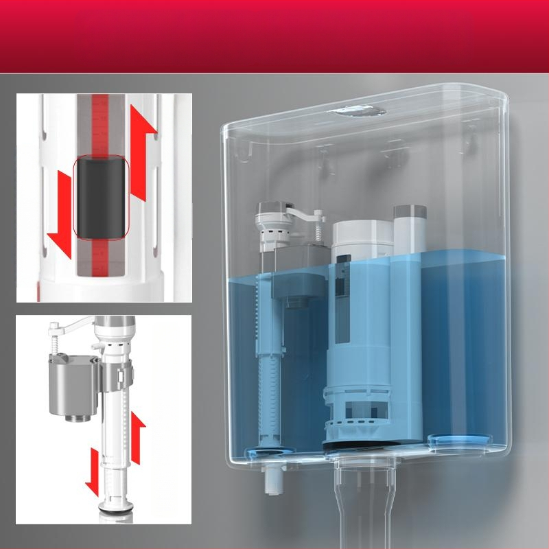 Squat WC plovimo bakelis komplektas, rankinis išplovimo reguliavimas, 4 L talpa, PP medžiaga, sieninis montavimas