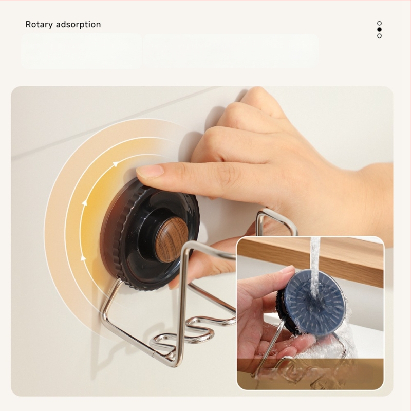 Dantų šepetėlių laikiklis su siurbimo puodeliu — sieninis, be gręžimo, ABS + nerūdijantis plienas, Bydoll