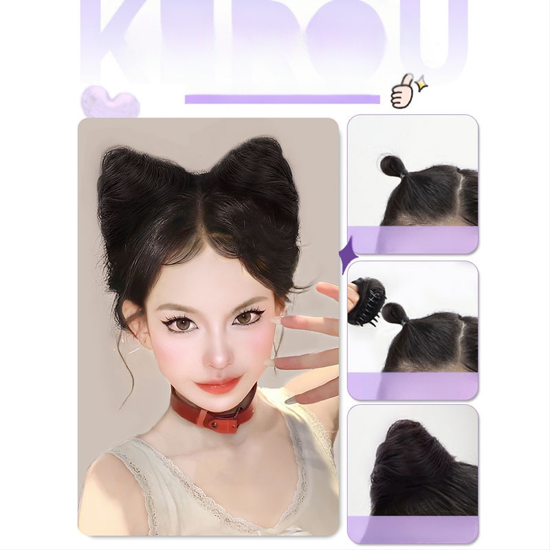 Kassi kõrvadega parukas kuklis stiilis, klipsi kinnitusega, kuumuskindlad kiud, ei värvita, Halloween jaoks