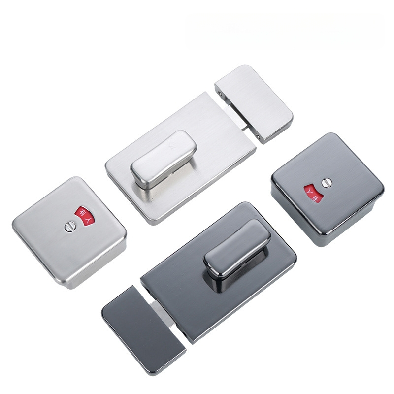 Nerūdijančio plieno durų spyna viešosios tualeto pertvarai su indikatoriumi – dviejų dalių rinkinys, Suoweigu, modernus minimalistinis stilius