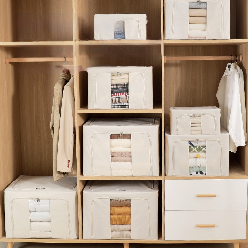 Kokkupandatav hoiukarp puuvillase ja linasekangaga terasraamiga, pestav, kaasaskantav, mitmekülgne