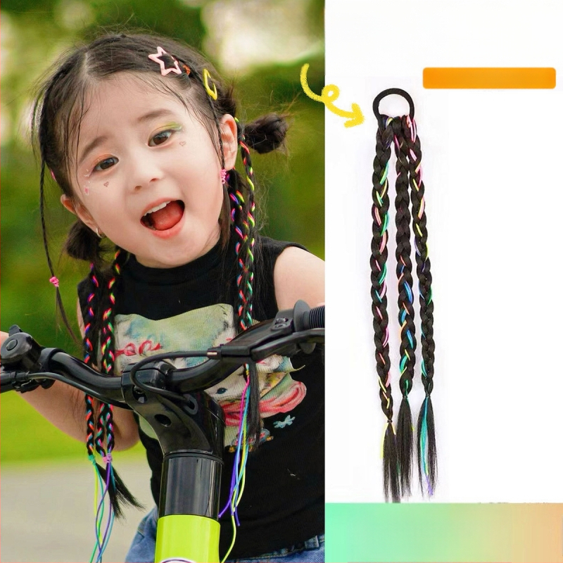 Laste parukas ar asti, käsitsi kootud, kuumakindel siid