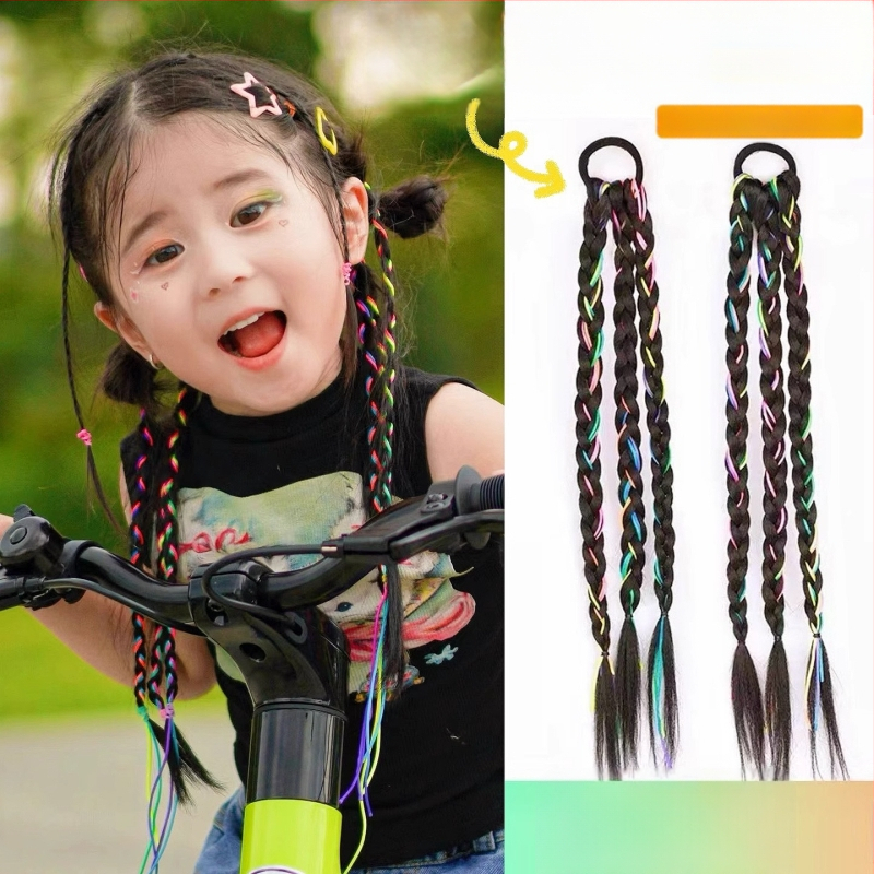 Laste parukas ar asti, käsitsi kootud, kuumakindel siid