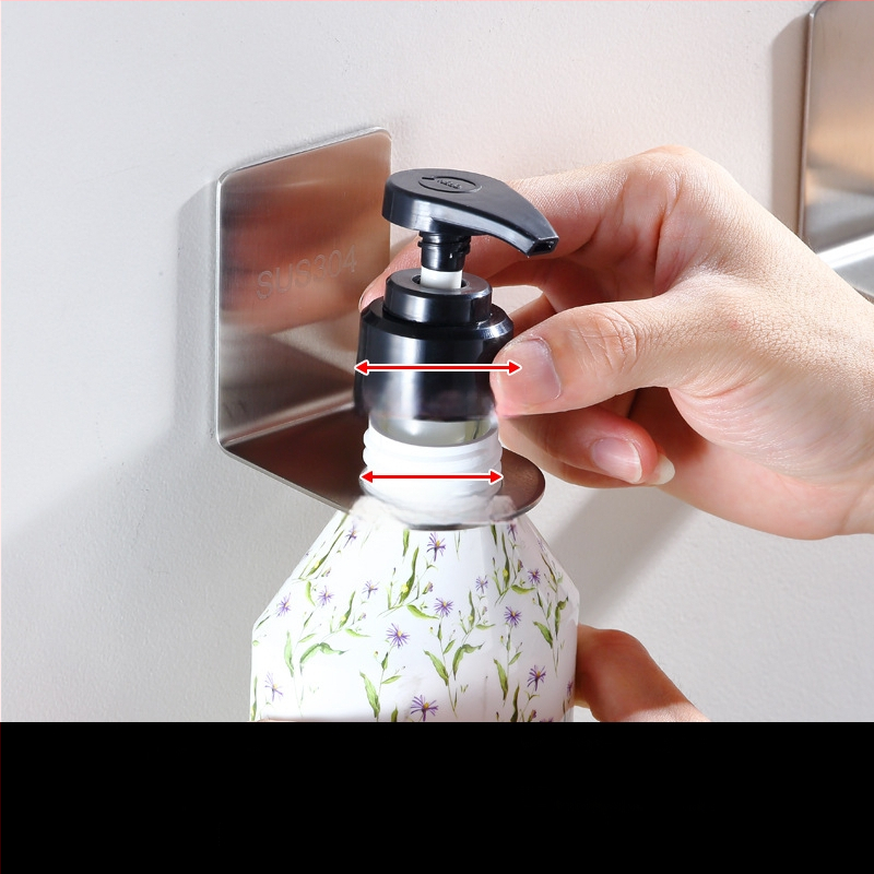 Dušo butelių laikiklis su rankiniu dozatoriumi, 304 nerūdijančio plieno, montavimas be gręžimo, butelių laikiklis su didelio arba mažo skyles atidarymu, poliruotas paviršius, svoris 300 g
