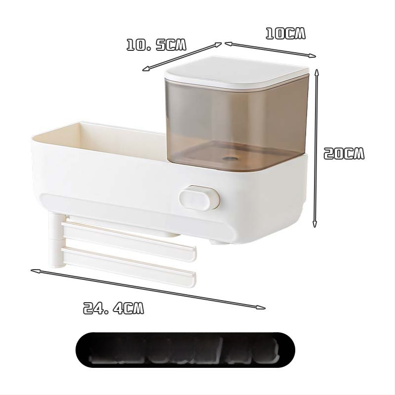 Virtuvės plautuvo organizatorius su kempinės laikikliu ir muilo dozatoriumi - ABS+PP, sieninis montavimas, modernus minimalistinis stilius, daugiafunkcis, 0,39 kg