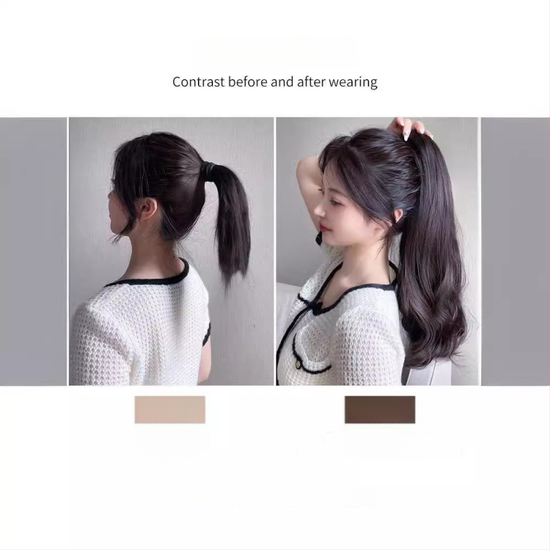 Ponytail parukas klipsiga kinnitusega, pikad lokid, suured lained, õmblusteta disain, kuumuskindlad sünteetilised kiud