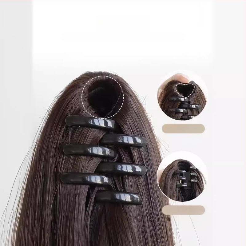 Ponytail parukas klipsiga kinnitusega, pikad lokid, suured lained, õmblusteta disain, kuumuskindlad sünteetilised kiud