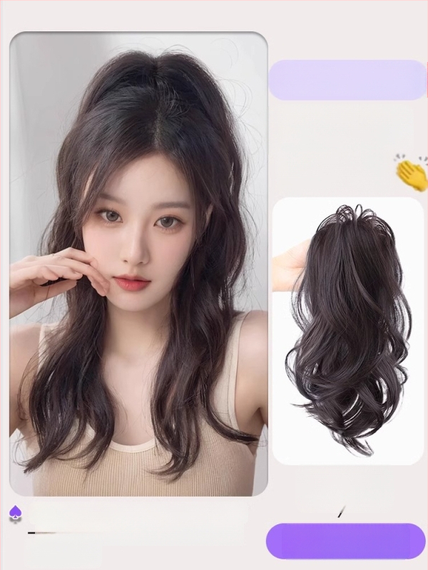 Kaifei parukas — vandfalli lokid, kõrge poni, pikk juuksed, kuumusele vastupidav juhtmestik, mehhaaniline töötlemine, ei sobi kuumaks värvimiseks