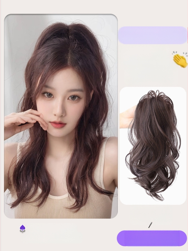 Kaifei parukas — vandfalli lokid, kõrge poni, pikk juuksed, kuumusele vastupidav juhtmestik, mehhaaniline töötlemine, ei sobi kuumaks värvimiseks