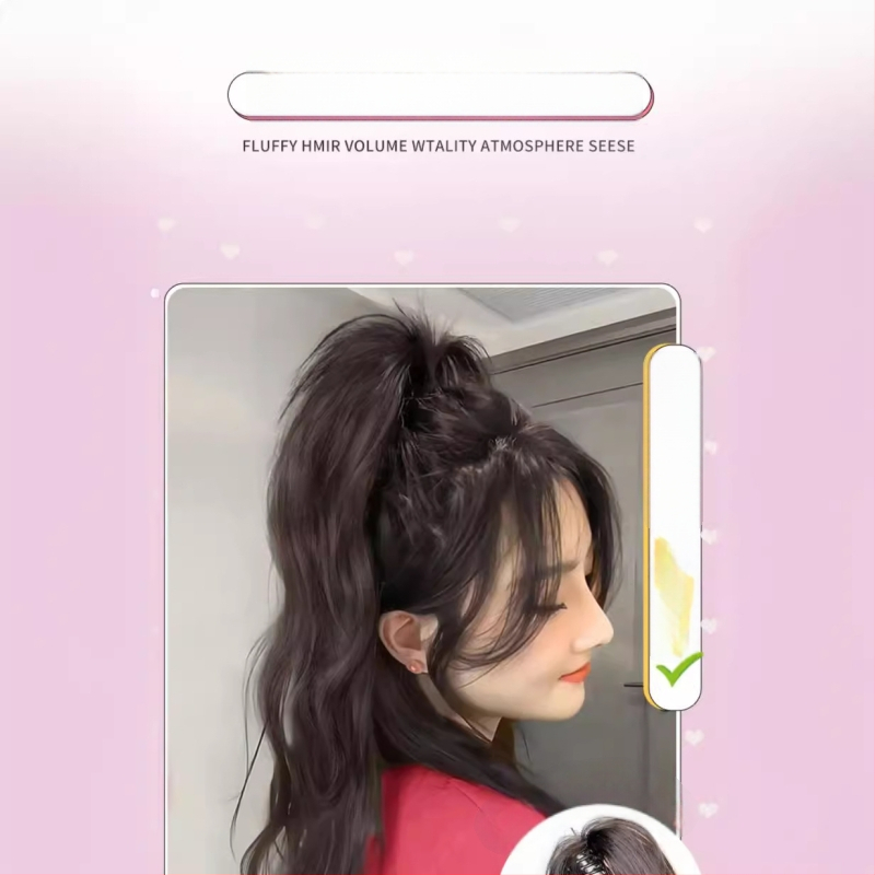 Kaifei parukas — vandfalli lokid, kõrge poni, pikk juuksed, kuumusele vastupidav juhtmestik, mehhaaniline töötlemine, ei sobi kuumaks värvimiseks