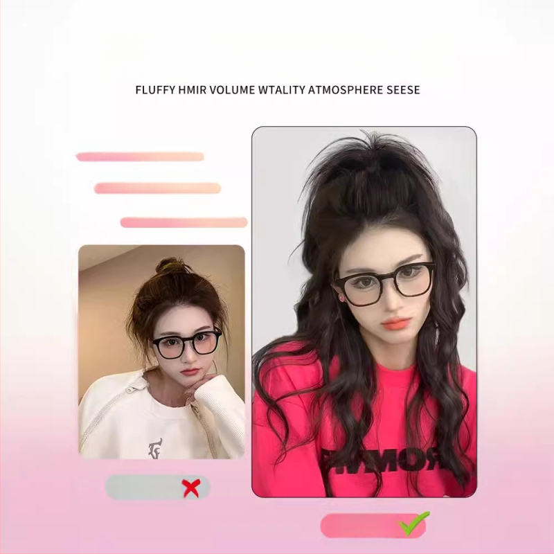 Kaifei parukas — vandfalli lokid, kõrge poni, pikk juuksed, kuumusele vastupidav juhtmestik, mehhaaniline töötlemine, ei sobi kuumaks värvimiseks