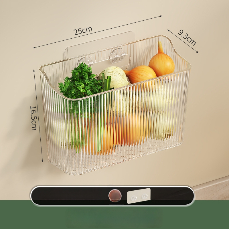 Köögihoiukorv – plastikust, seinale riputatav organiseerija puuviljadele ja köögiviljadele, kaasaegne minimalistlik stiil, välja anti 2024. aastal