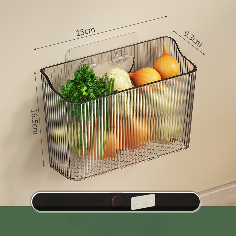 Köögihoiukorv – plastikust, seinale riputatav organiseerija puuviljadele ja köögiviljadele, kaasaegne minimalistlik stiil, välja anti 2024. aastal
