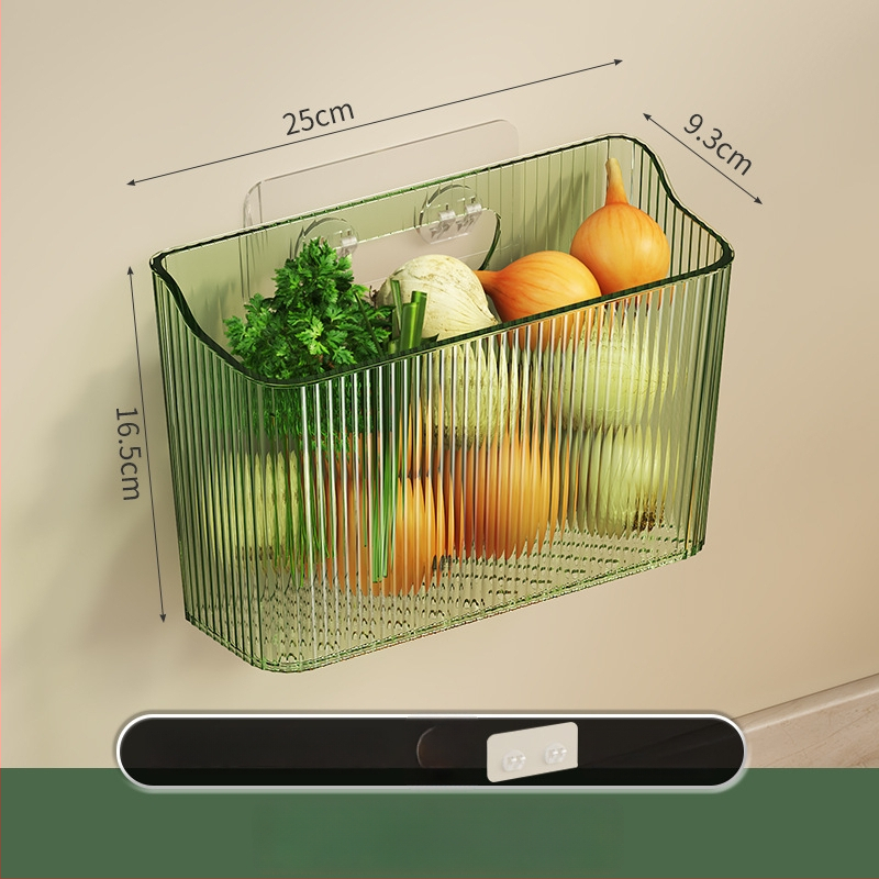 Köögihoiukorv – plastikust, seinale riputatav organiseerija puuviljadele ja köögiviljadele, kaasaegne minimalistlik stiil, välja anti 2024. aastal