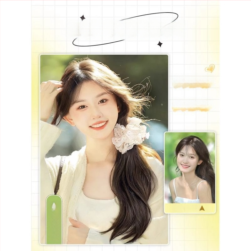 Parukas punutisega sabaga, Korea stiilis külgmine saba, kuumakindel juhtmestik, ei värviks