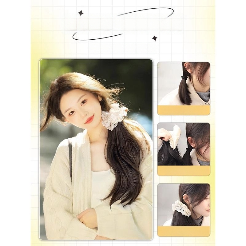 Parukas punutisega sabaga, Korea stiilis külgmine saba, kuumakindel juhtmestik, ei värviks