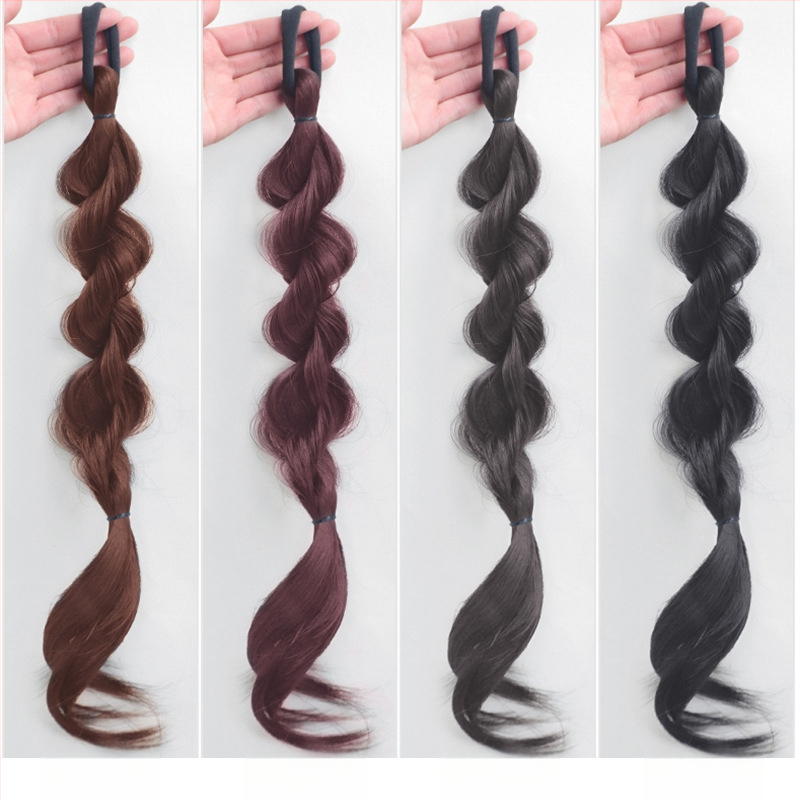 Poniponi parukas mullidega, topelt ponny saba, puhkevä loomulik välimus; Mudel: Cool Bubble Braid; Käsitöö; Juukse materjal: kõrge temperatuuriga traat; Ei sobi kuumade värvainetega