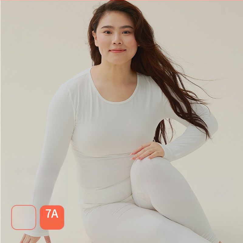 Moterų terminis komplektas: bazinio viršaus ir kelnių komplektas, medvilnė, vidutinio tankio 181–200 g/m², apvali kaklo linija, ilgos rankovės, vieno sluoksnio