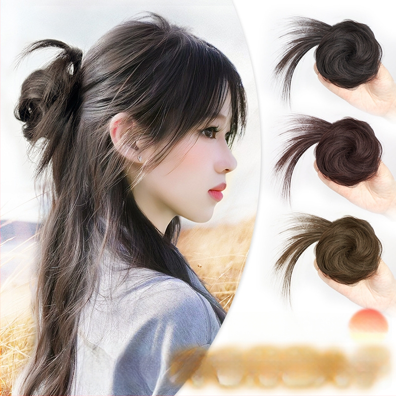 Ponytail parukas klipsiga, poolikult seotud lillekimp, kuumust-taluv sünteetiline juuksed — Yunhui