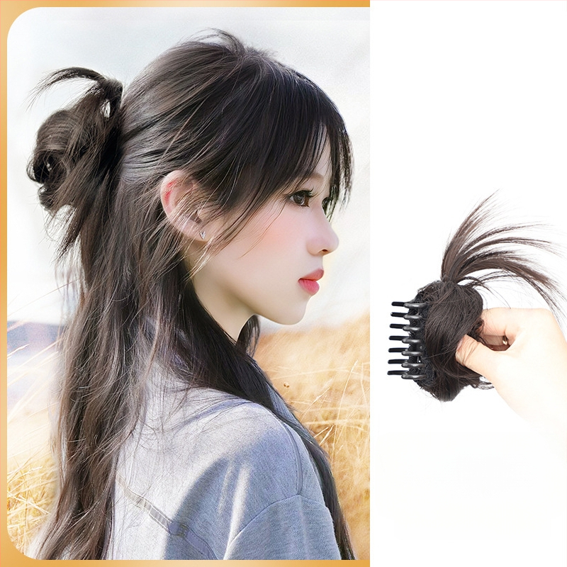Ponytail parukas klipsiga, poolikult seotud lillekimp, kuumust-taluv sünteetiline juuksed — Yunhui