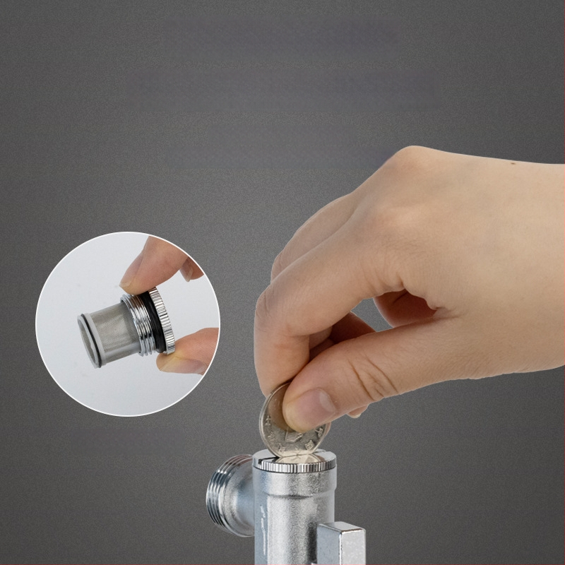 Täielikult vasest valmistatud kõrge vooluhulgaga nurgaventiil nutikatele WC-dele, filtrivõrguga, mudel 2119A, CE sertifikaat.