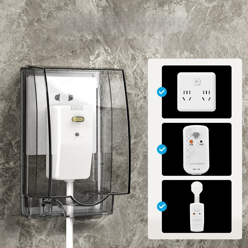 Vandensdroša tualetes rozetes kaste ar vāku, paaugstināta un izstiepta aizsardzība, PC plastmasa, rozetes piederumi, International electrician