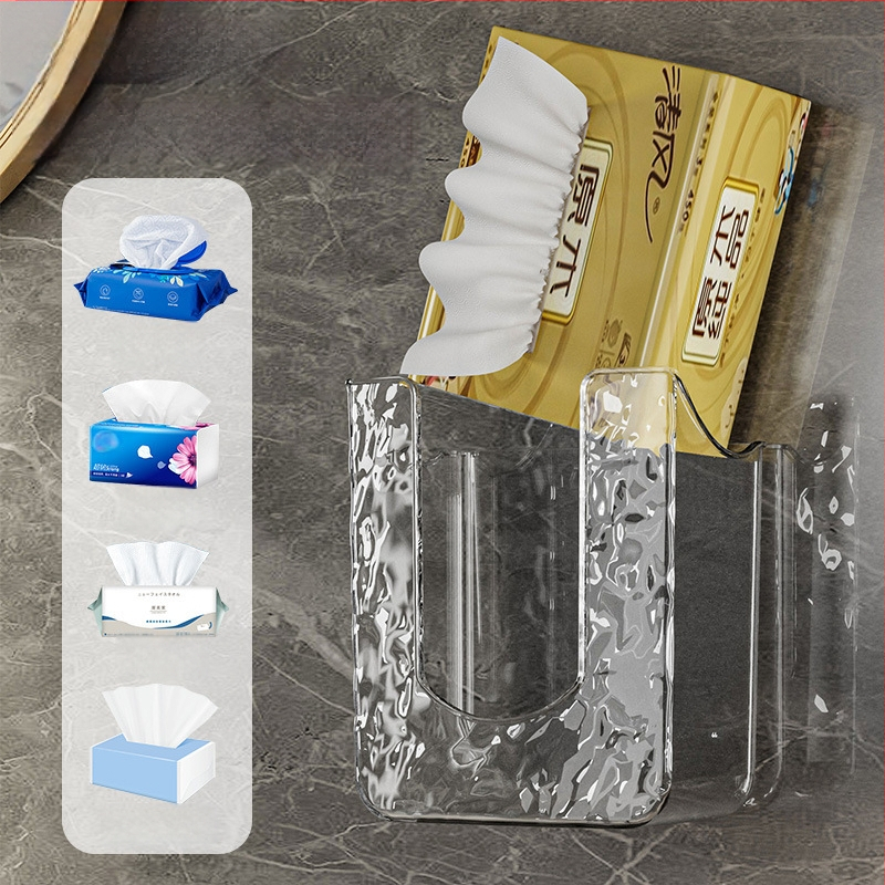 Seinasse kinnitatav niiskete salvrättide kast ja tualettpaberi hoidja, veekindel plastik, puurimata, mitmekülgne vannitoa korraldaja