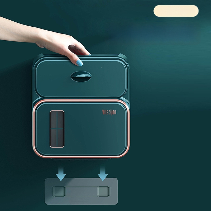 Seinasse paigaldatav WC-paberikarp, puurimiseta, veekindel plastikust (mudel 6252)