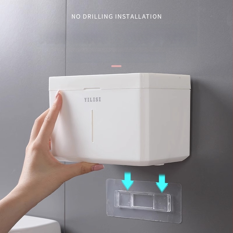 Seinasse paigaldatav veekindel plastist tualettpaberi kast, mudel 9141, sobib ritiniam pabire, kaasaegne minimalistlik stiil