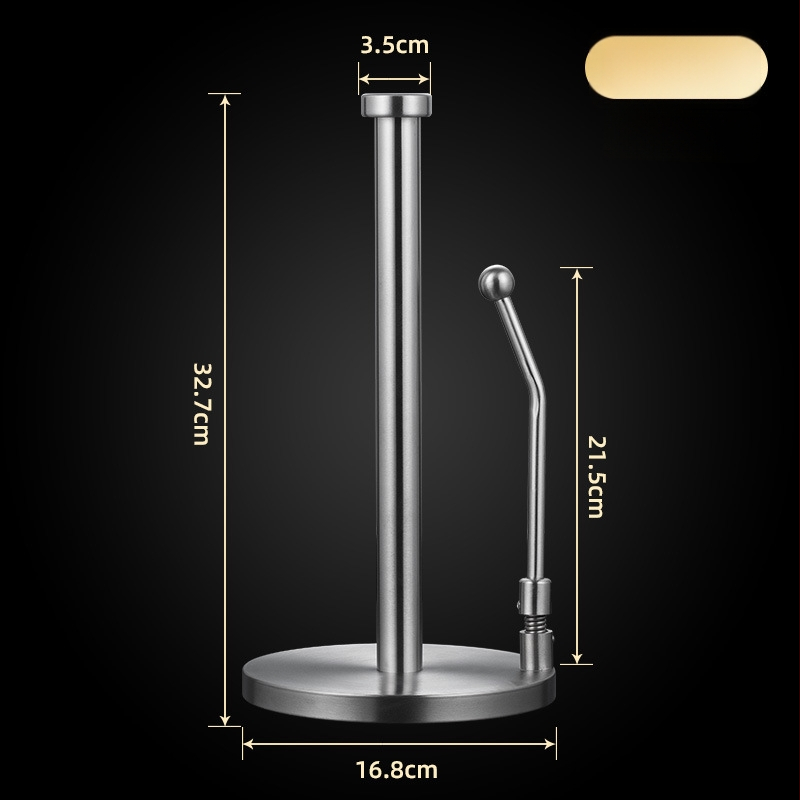 Nerezový zvislý stojan na papierové utierky, matný povrch, guľatý tvar, úložný priestor na fóliu