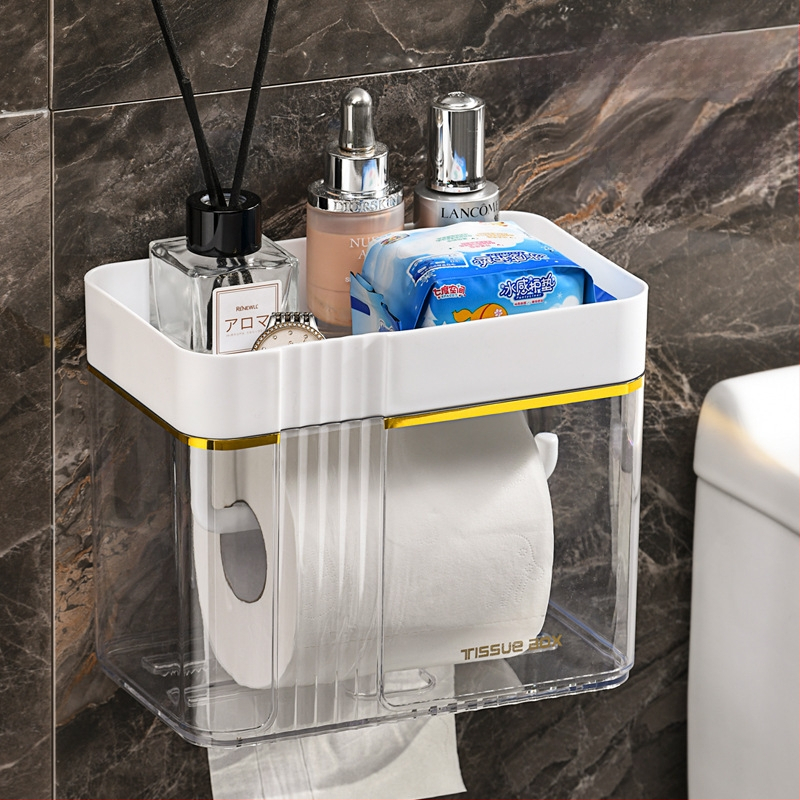 Nástenný zásobník na toaletný papier Morning Dream Jia, plast, hladký povrch, štvorcový tvar