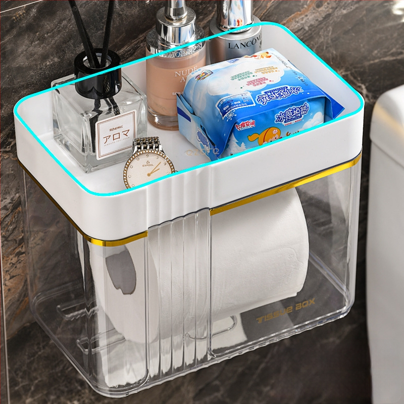 Nástenný zásobník na toaletný papier Morning Dream Jia, plast, hladký povrch, štvorcový tvar