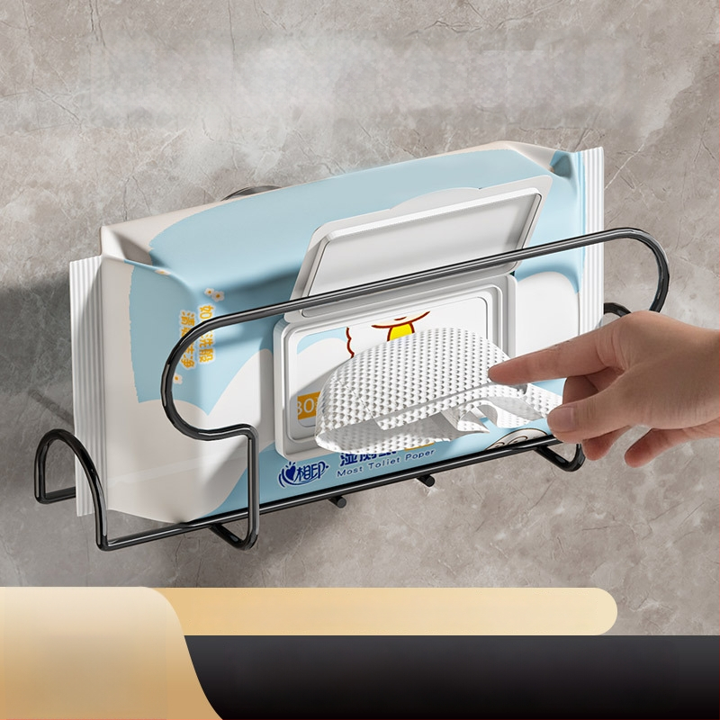 Siurbimo puodelio laikiklis šlapioms servetėlėms — sieninis popieriaus rankų laikiklis virtuvėje ir vonioje (ABS+geležis, elektroplatavimas)