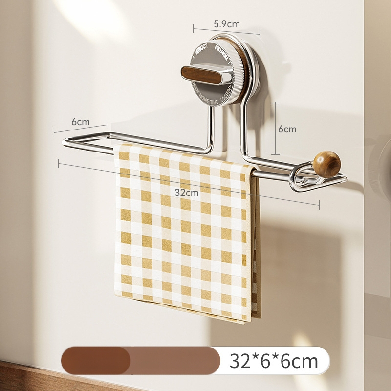 Hedou C Siurbimo virtuvės popieriaus laikiklis, apvalios formos, medžiaga: nerūdijantis plienas + ABS + medis + silikono gelis