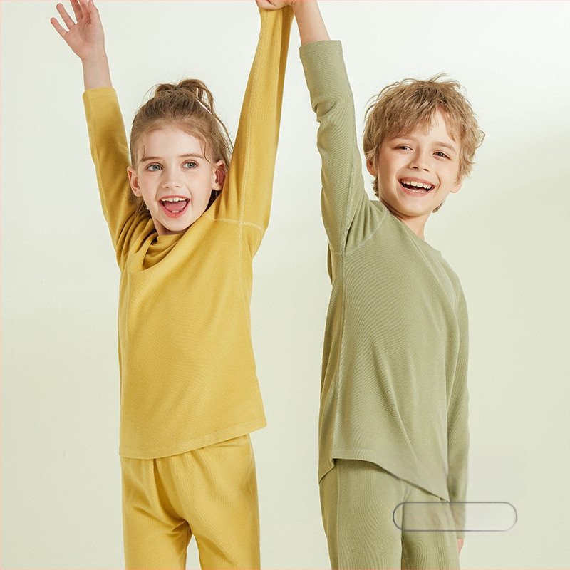 Vaikų terminis komplektas viršutiniam ir apatiniam drabužiui, dvipusis fliso pamušalas, storas, šiltas namų drabužiai