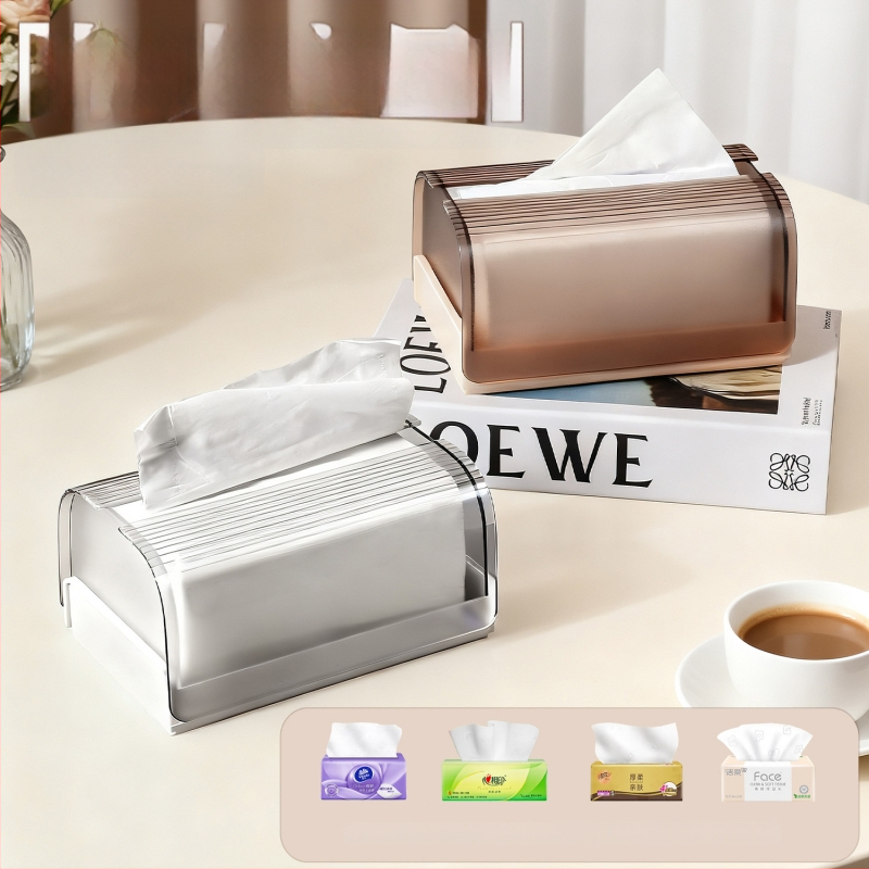 AK896 taskurätikute karp vedrumehhanismiga, PP+PET; mitmekülgne, sobib autole, eluruumile ja vannitoa jaoks