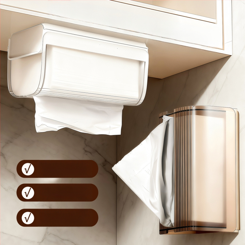 AK896 taskurätikute karp vedrumehhanismiga, PP+PET; mitmekülgne, sobib autole, eluruumile ja vannitoa jaoks