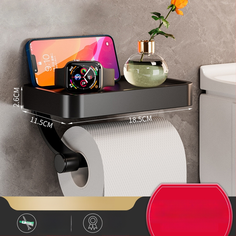 Vonios kambario sieninis popieriaus laikiklis — Space aliuminis, kvadratinė forma, aukštos temperatūros dažų paviršiaus apdaila, lengvas prabangos stilius.