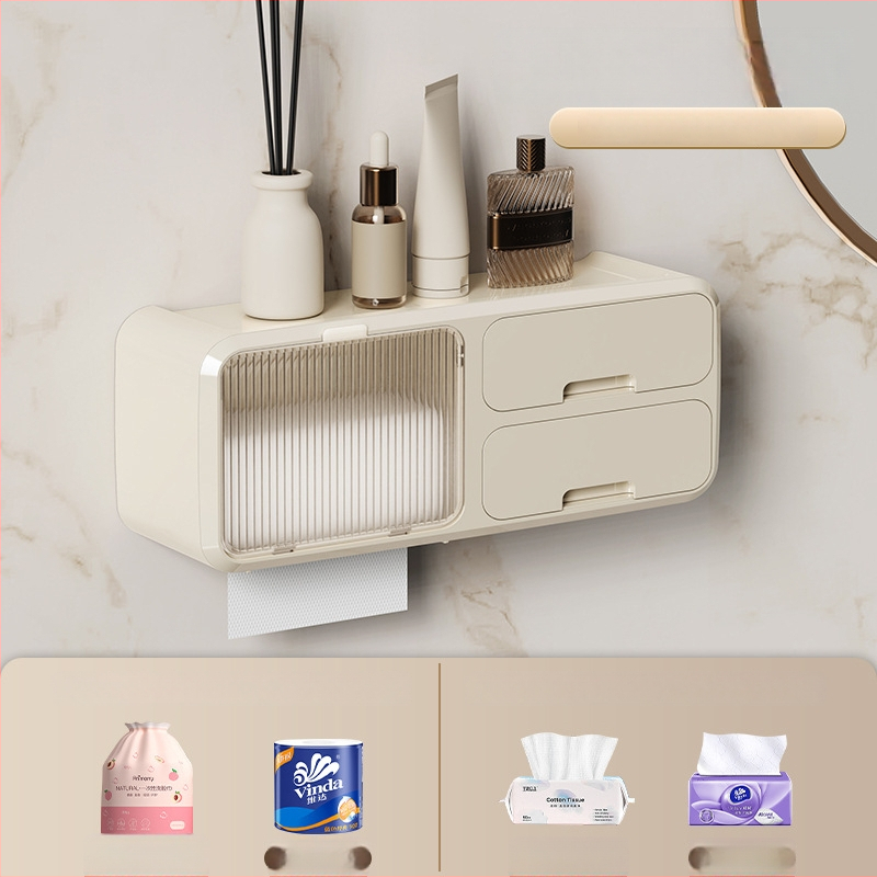 Seinasse paigaldatav tualettpaberikorv ilma puurimiseta, veekindel PP-materjal, sobib rullpaberile, vannituba